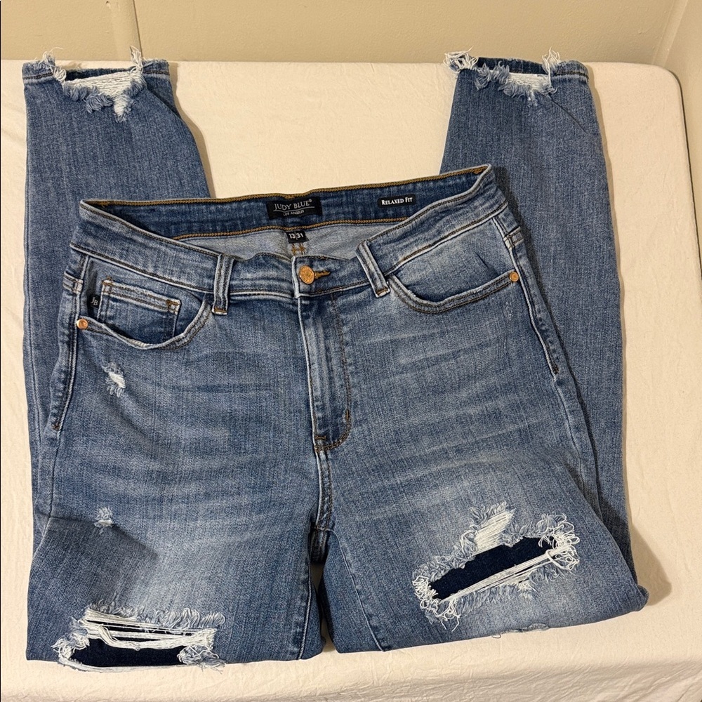 Judy Blue Relaxed Fit Womens 13/31 Ripped Denim Skinny Jeans